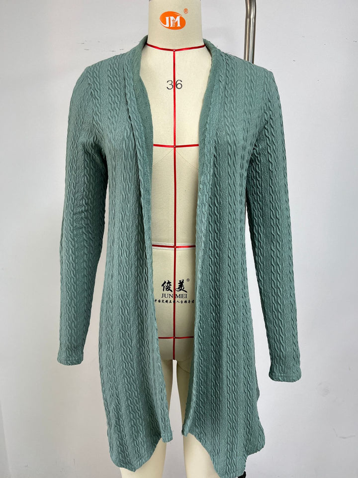 Damen Strickjacke mit strukturiertem Waffelmuster und offener Front Drune
