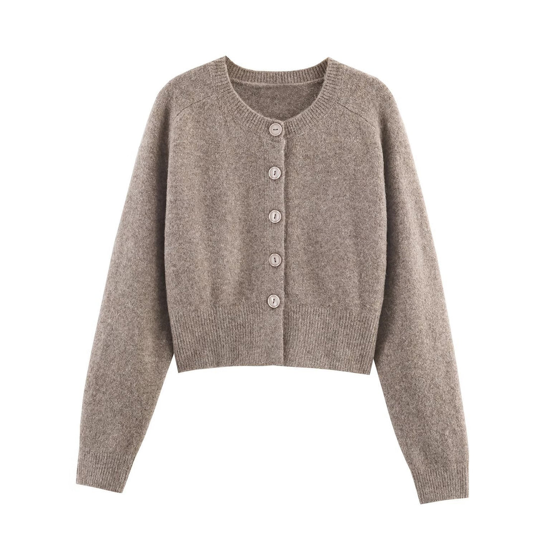 Damen cropped Strickjacke mit Knopfverschluss Drune