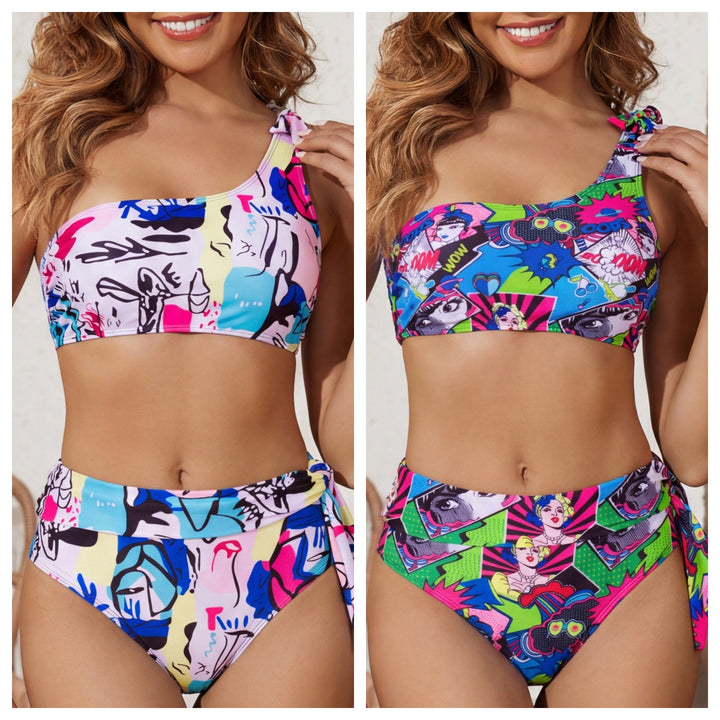 Damen asymmetrisches Bikini-Set mit betontem Design Drune