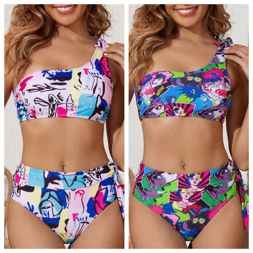 Damen asymmetrisches Bikini-Set mit betontem Design Drune