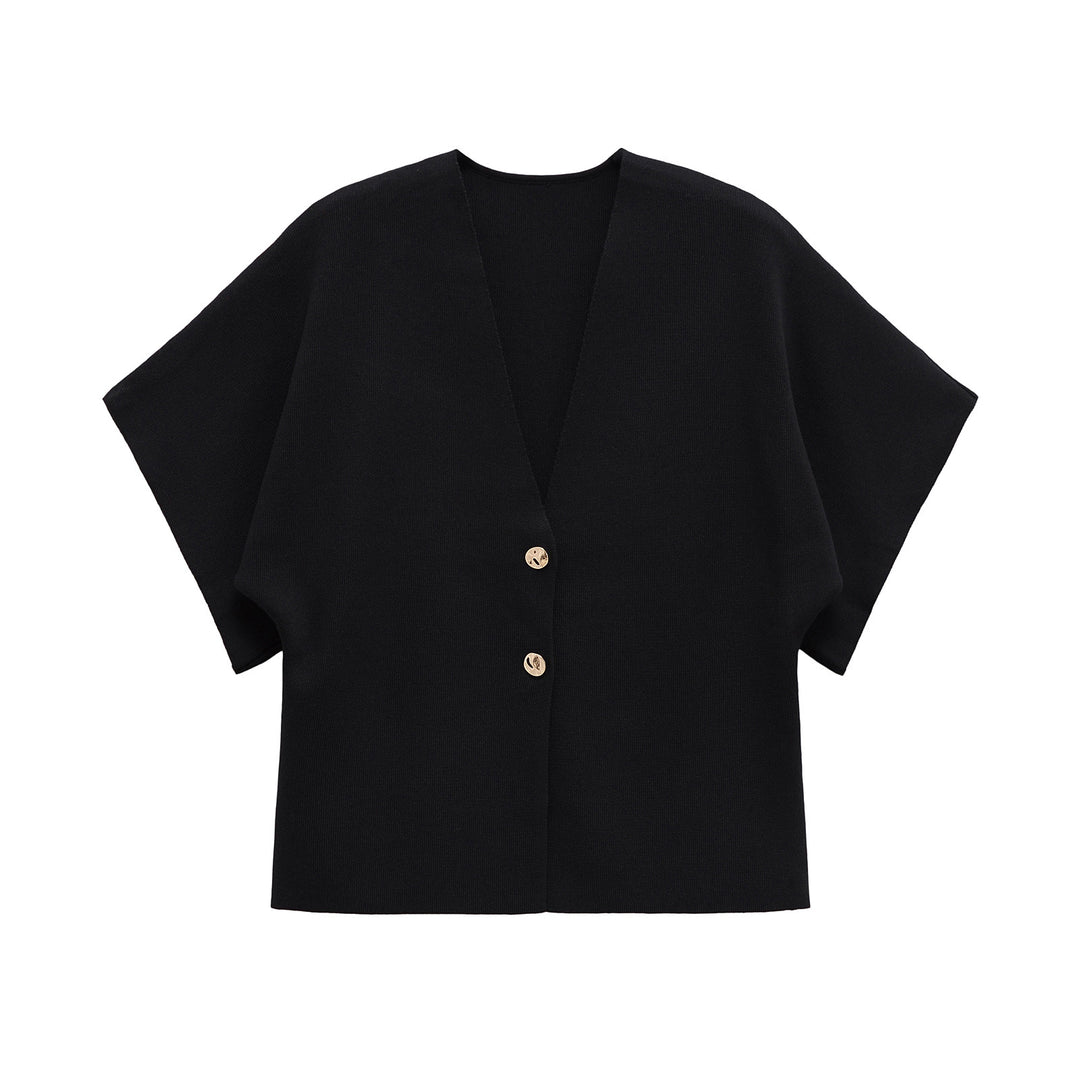 Damen leichte Strickjacke mit elegantem V-Ausschnitt und luxuriösen Knopfdetails Drune