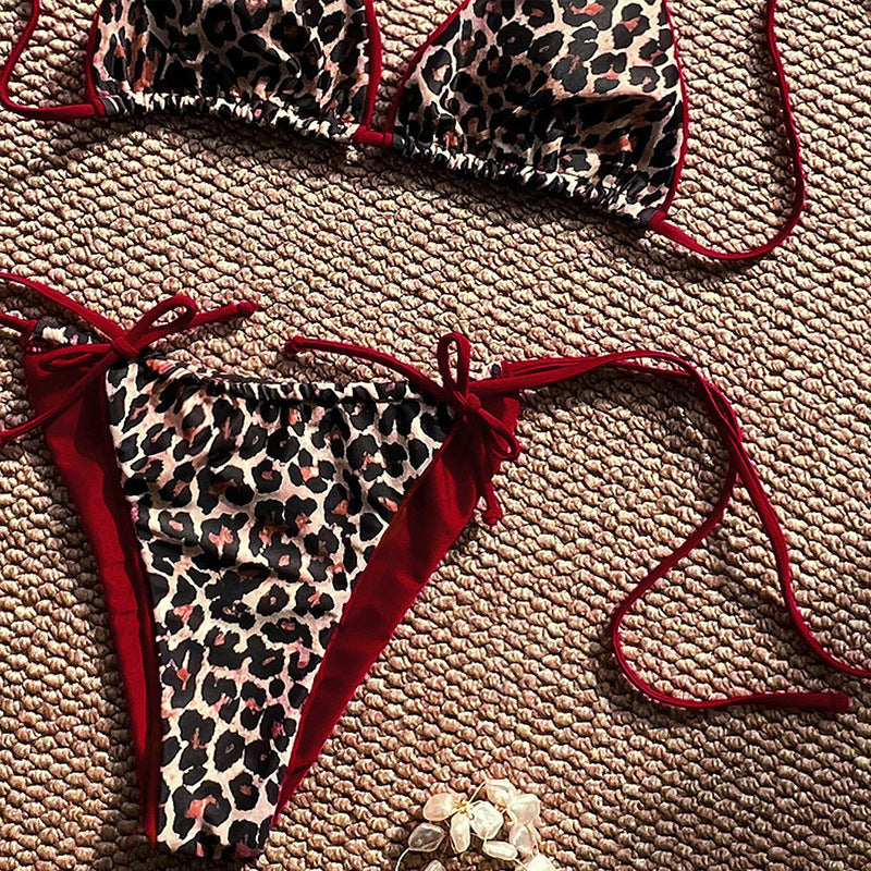 Damen Triangel-Bikini-Set mit verstellbaren Bändern und tierisch inspiriertem Design Drune