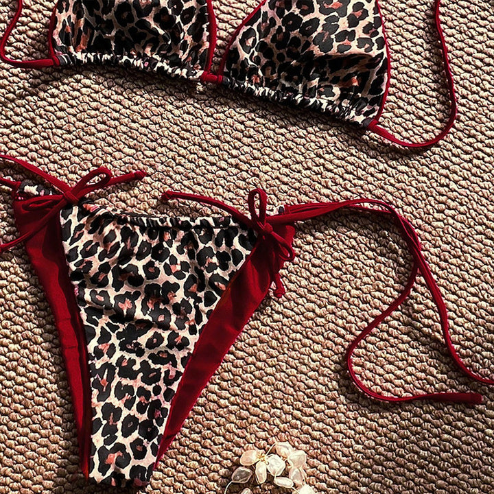 Damen Triangel-Bikini-Set mit verstellbaren Bändern und tierisch inspiriertem Design Drune