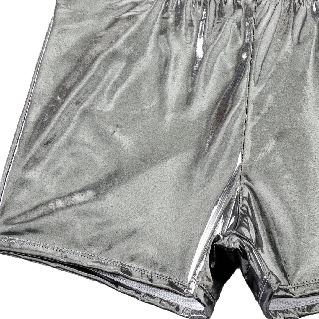 Damen Bikini-Set mit floralem Oberteil und hochglänzenden Shorts Drune