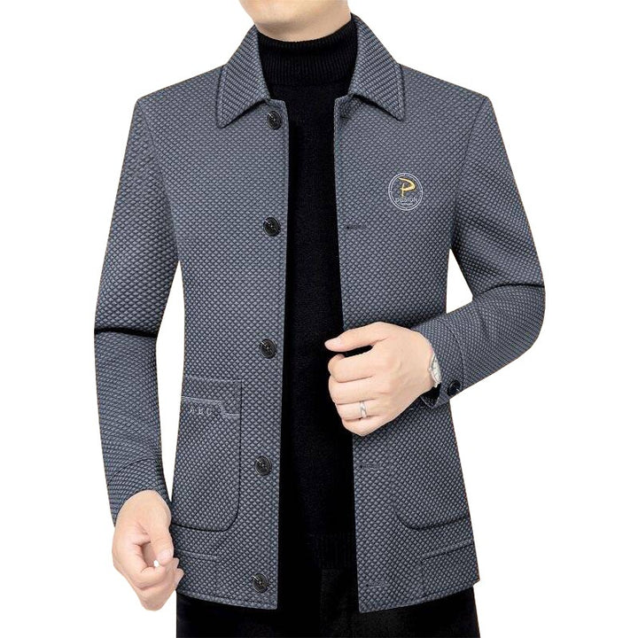 Herren Strukturierte Übergangsjacke mit Reverskragen und aufgesetzten Taschen Drune