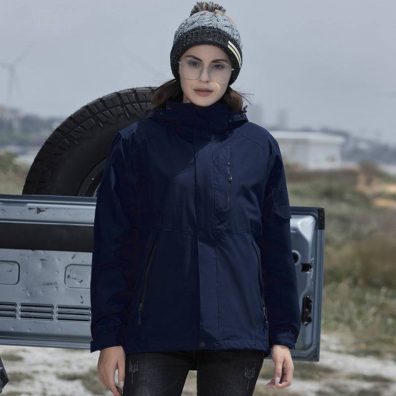 Damen technische Regen- und Freizeitjacke mit verstellbarer Kapuze und Mehrfachtaschen Drune