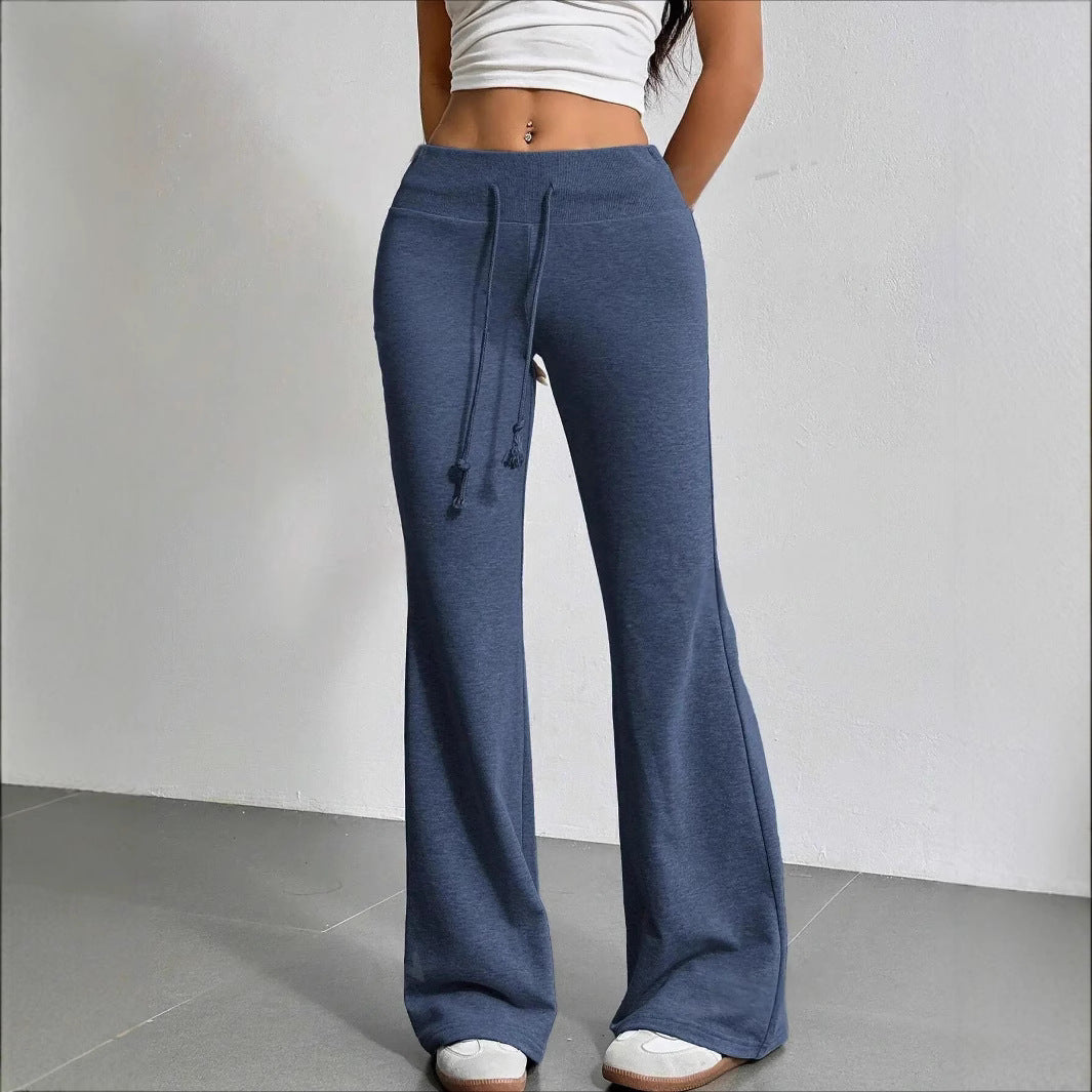 Damen weite Sweatpants mit elastischem Taillenbund und Kordelzug Drune