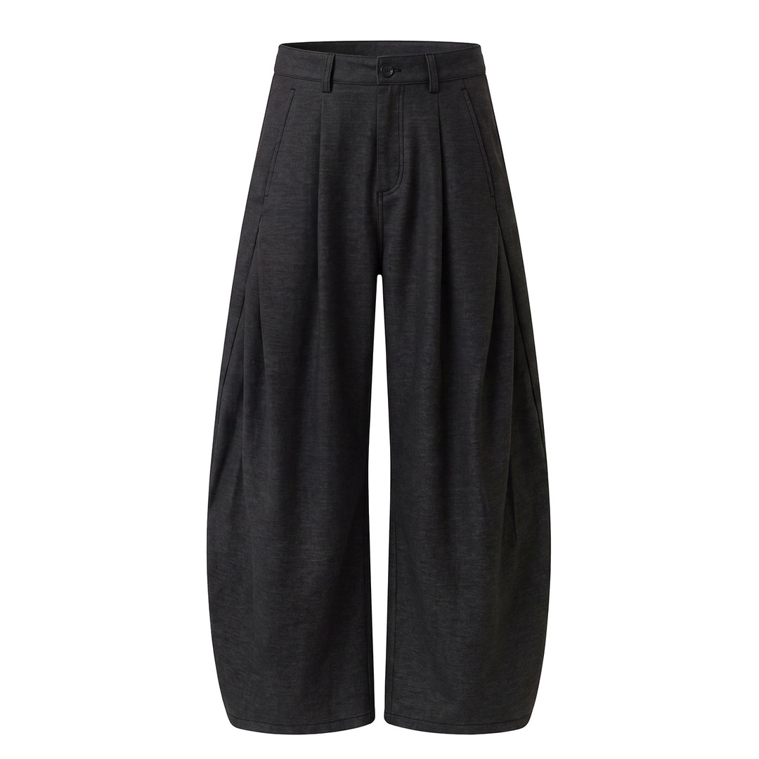 Damen Weite Culotte-Hose mit ballonförmigem Bein, hoher Taille und Kellerfalten Drune
