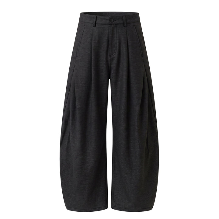 Damen Weite Culotte-Hose mit ballonförmigem Bein, hoher Taille und Kellerfalten Drune