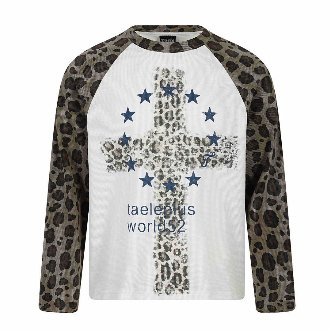 Damen Langarm-Thermo-Shirt mit Raglanärmeln und Leopard-Einsätzen Drune