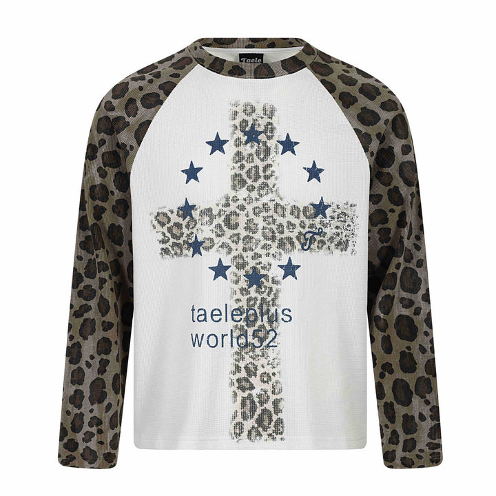 Damen Langarm-Thermo-Shirt mit Raglanärmeln und Leopard-Einsätzen Drune