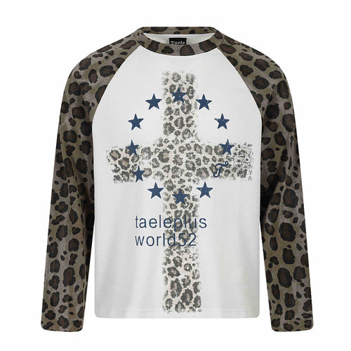 Damen Langarm-Thermo-Shirt mit Raglanärmeln und Leopard-Einsätzen Drune