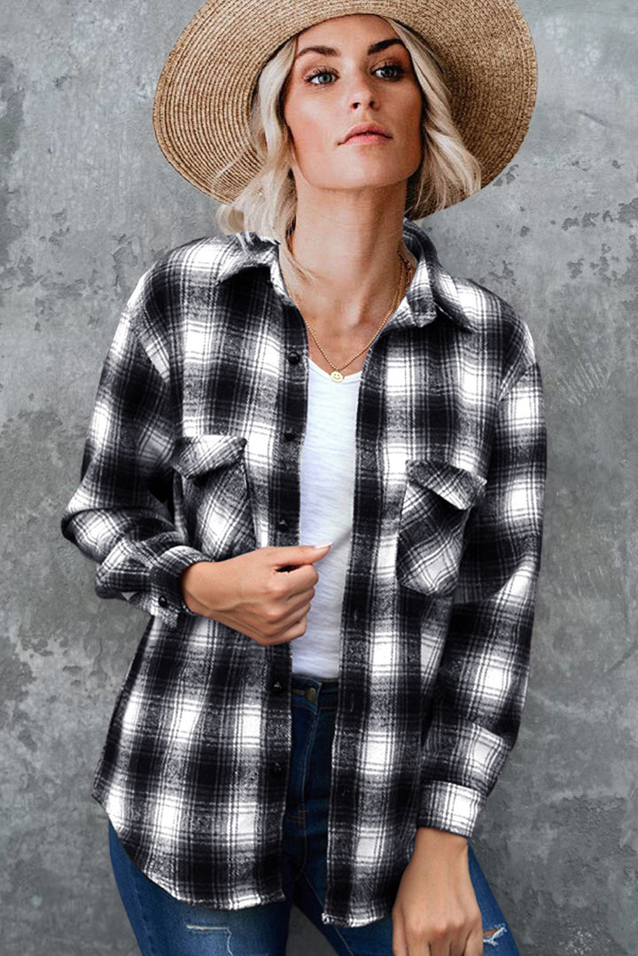 Damen Karo-Hemdjacke aus weichem Flanell mit praktischen Taschen Drune