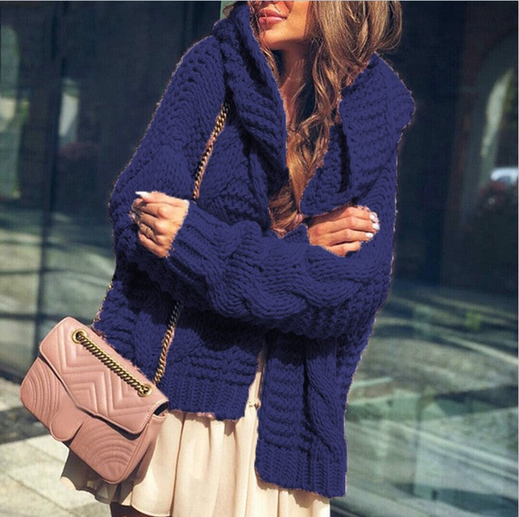 Damen Grobstrickjacke im lässigen Oversized-Stil mit Schalkragen und großen Taschen Drune