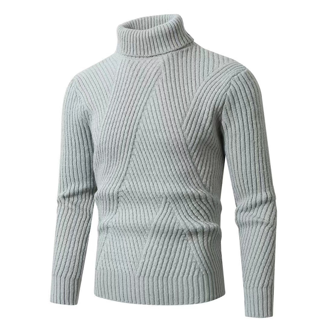 Herren Strickpullover mit hohem Kragen und strukturiertem Zopfdesign Drune