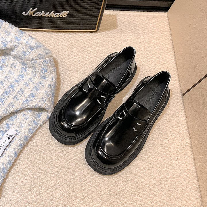 Damen Glänzende Penny‑Loafer im Retro‑Chunky‑Look mit sculpted Plateau‑Sohle Drune
