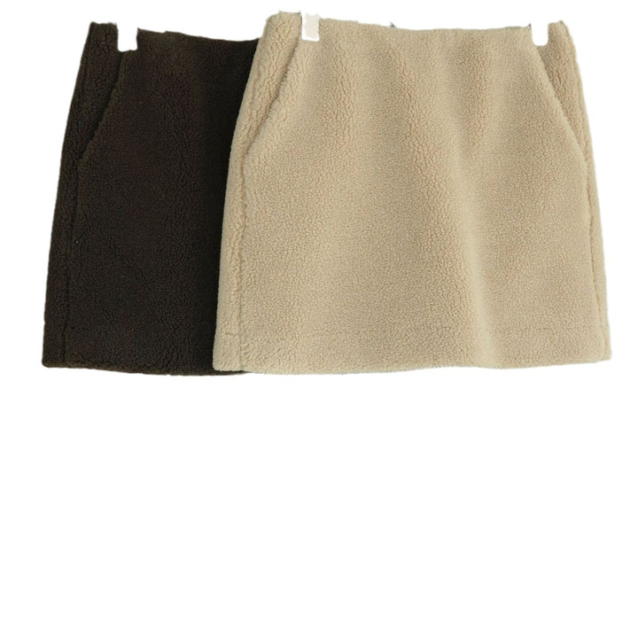 Damen Teddy‑Minirock aus Sherpa‑Fleece mit hoher Taille Drune