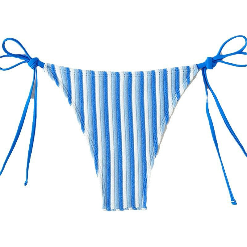 Damen Bikinislip mit verstellbaren Bindebändern und Streifenmuster Drune