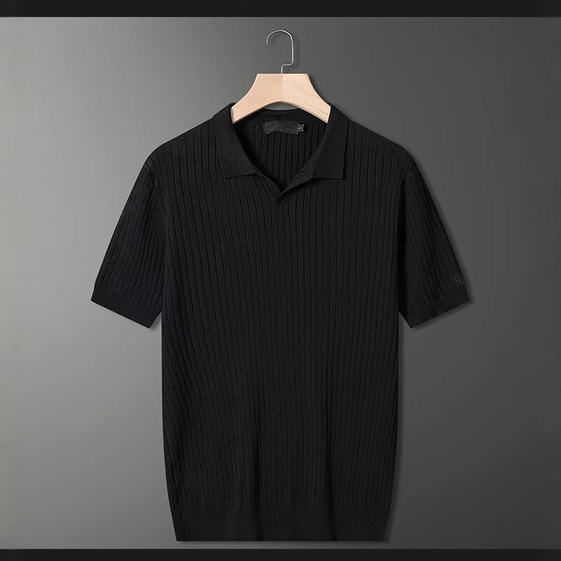 Herren Modisches Kurzarm-Strick Polohemd Drune