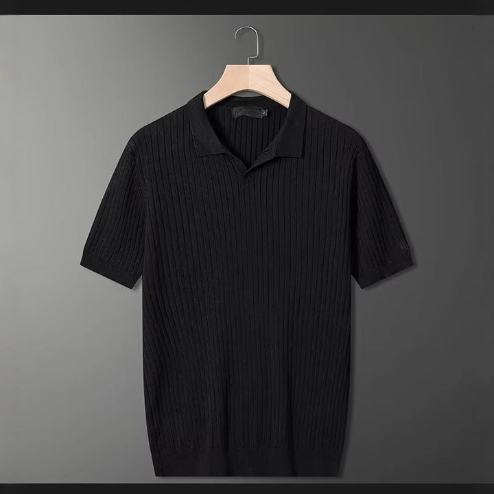 Herren Modisches Kurzarm-Strick Polohemd Drune