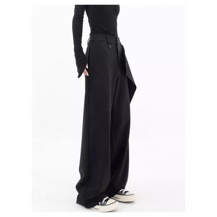Damen elegante weit geschnittene Palazzo-Hose mit asymmetrischen Schnittdetails Drune