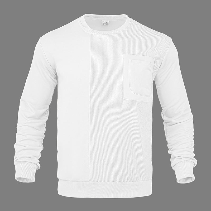 Herren Struktur-Sweatshirt mit Rippen-Panel und Brusttasche Drune