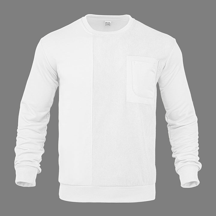 Herren Struktur-Sweatshirt mit Rippen-Panel und Brusttasche Drune