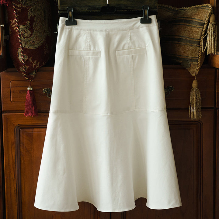 Damen Modischer Midirock mit Knopfleiste und schwingendem Saum Drune