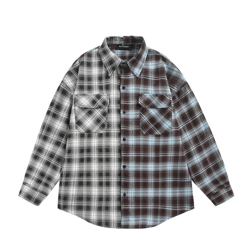 Unisex Geteiltes kariertes Overshirt im Hemdjacken‑Stil Drune