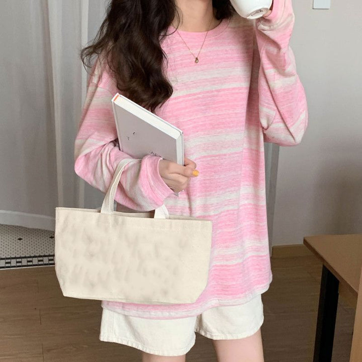 Damen gestreiftes Langarmshirt mit weitem Schnitt und weichen Materialien