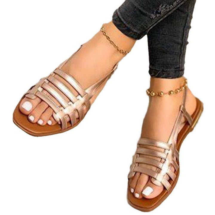 Damen Geflochtene Riemchen‑Slingback‑Sandalen mit quadratischer Zehenpartie und flacher Laufsohle Drune