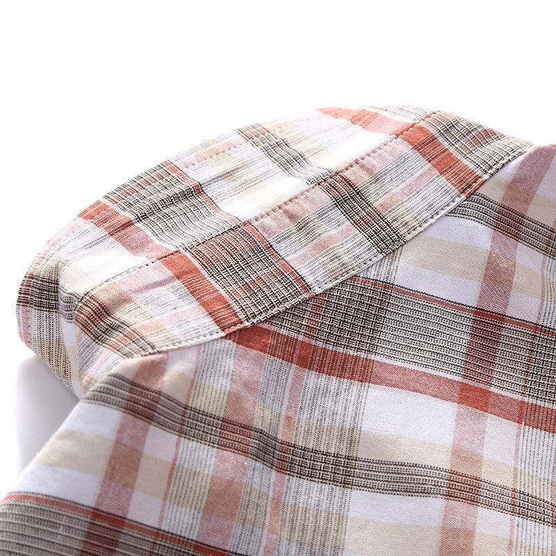 Herren Kariertes leichtes Baumwoll-Overshirt mit Brustpattentaschen Drune
