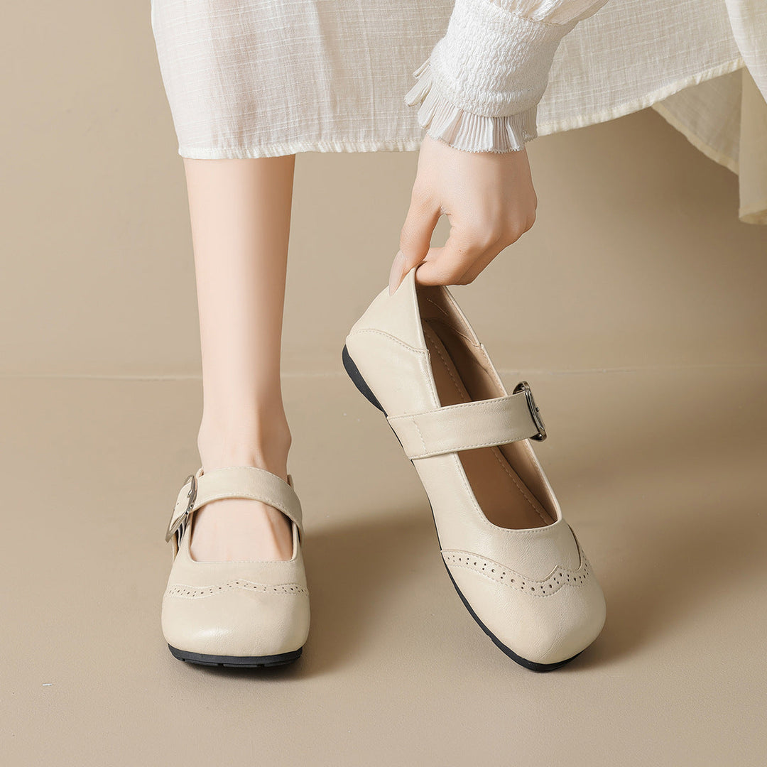 Damen Ballerinas mit verstellbarem Riemen und eleganter Schnalle Drune