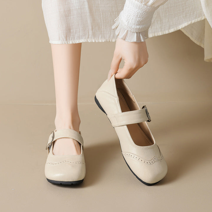 Damen Ballerinas mit verstellbarem Riemen und eleganter Schnalle Drune