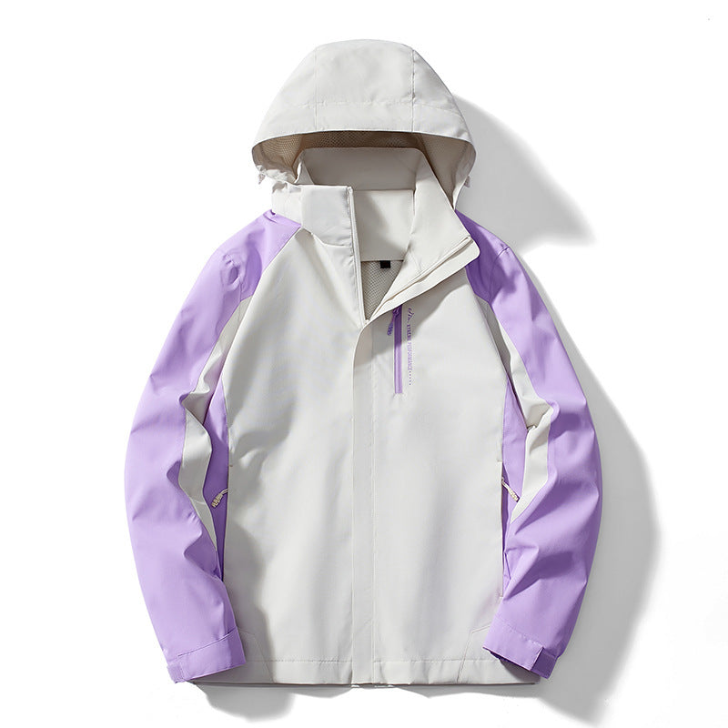 Damen Leichte zweifarbige Softshelljacke mit Kapuze, atmungsaktivem Meshfutter und Brustreißverschluss Drune