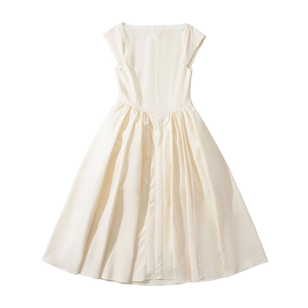 Damen zeitloses Midikleid mit elegantem Schnitt und voluminösem Rock Drune
