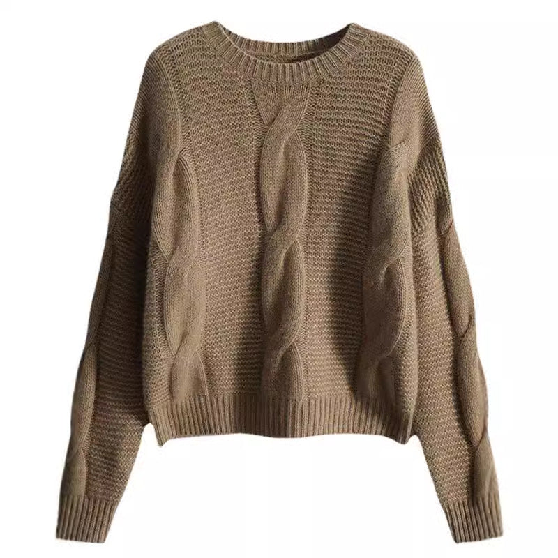 Damen Grobstrickpullover mit strukturiertem Design und breiten Ärmeln Drune