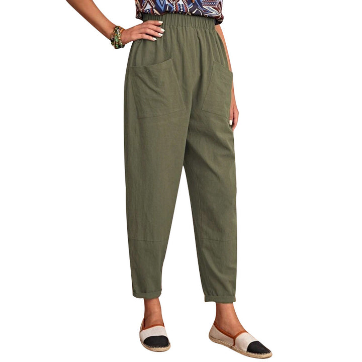 Damen Bequeme Utility-Hose mit elastischem Bund und praktischen Taschen Drune