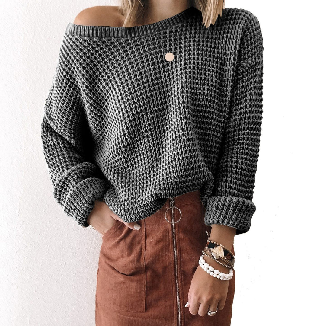 Damen lässiger Strickpullover im modernen Netzdesign Drune
