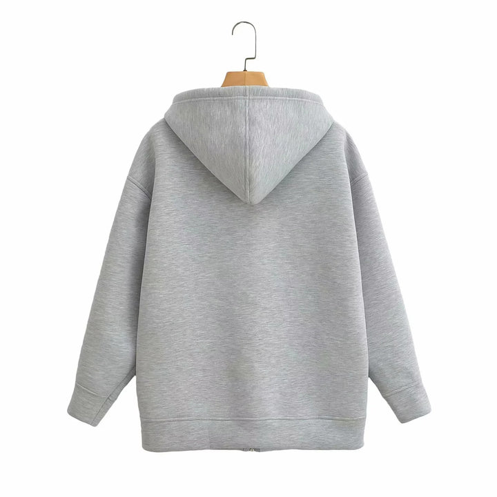 Unisex nan Oversize Kapuzenjacke mit durchgehendem Reißverschluss, Kängurutaschen und lässigem Boxy-Schnitt Drune