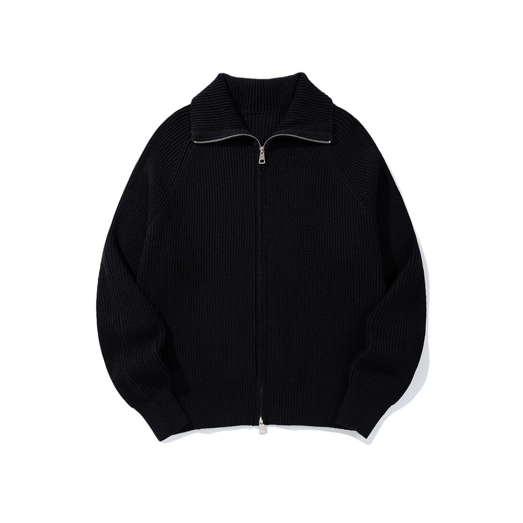 Damen Gerippte Strick‑Zipjacke mit hohem Stehkragen, Raglanärmeln und Boxy‑Schnitt Drune