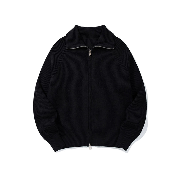 Damen Gerippte Strick‑Zipjacke mit hohem Stehkragen, Raglanärmeln und Boxy‑Schnitt Drune
