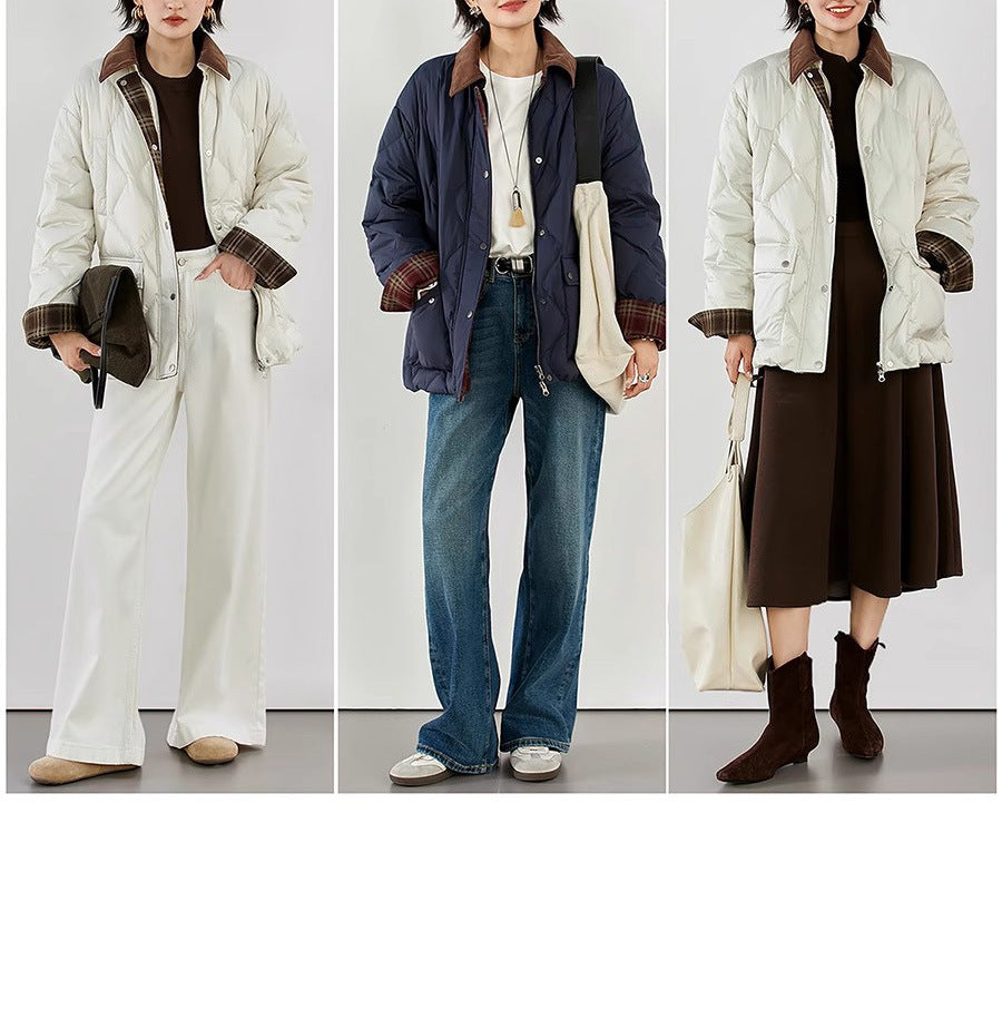 Damen Steppjacke mit karierten Akzenten Drune