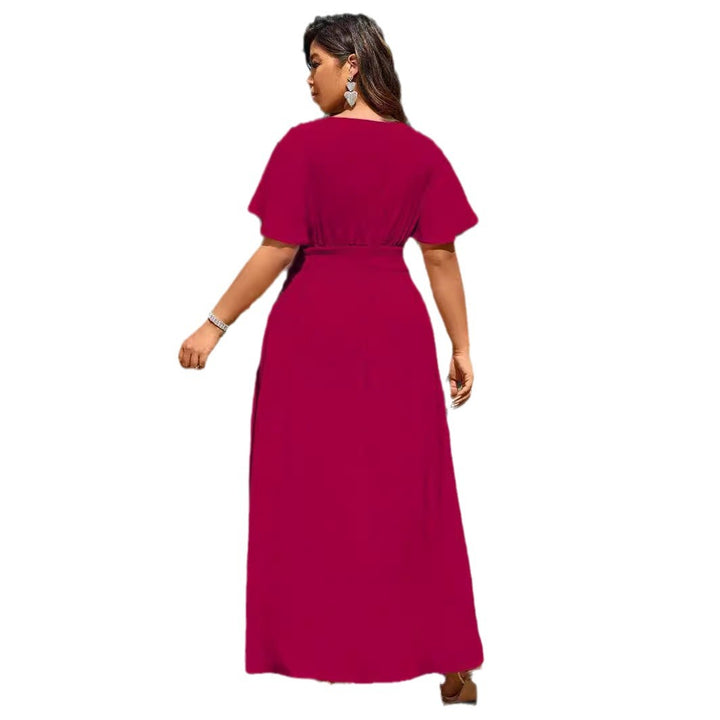 Damen Maxikleid mit tiefem V-Ausschnitt und tailliertem Schnitt Drune