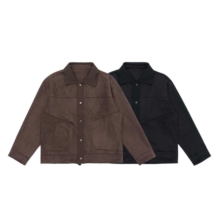 Herren Overshirt-Jacke aus strukturiertem Velours mit Rippenkragen Drune