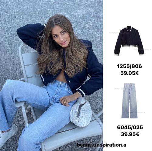 Damen modische Bomberjacke mit kontrastierendem Strickbund und praktischen Taschen Drune