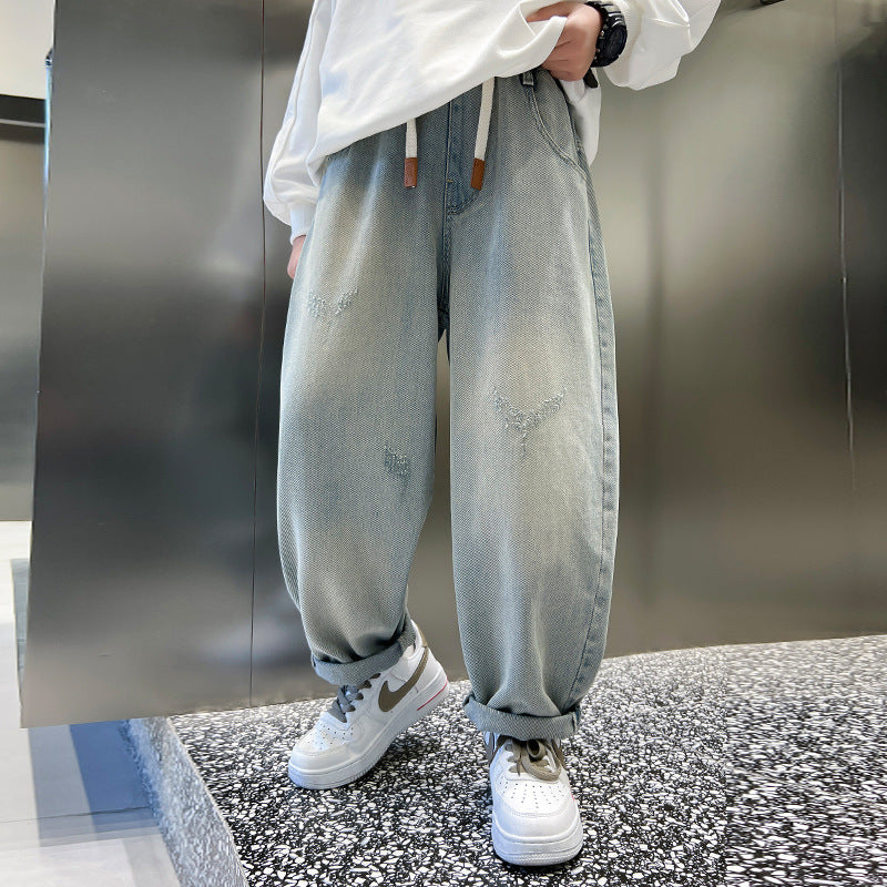 Herren weite Jeans mit modernem Schnitt und kreativen Details Drune