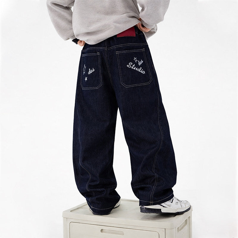 Unisex weite Jeans mit einzigartigem Schriftzug Drune