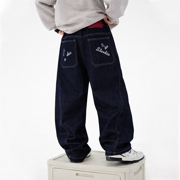 Unisex weite Jeans mit einzigartigem Schriftzug Drune