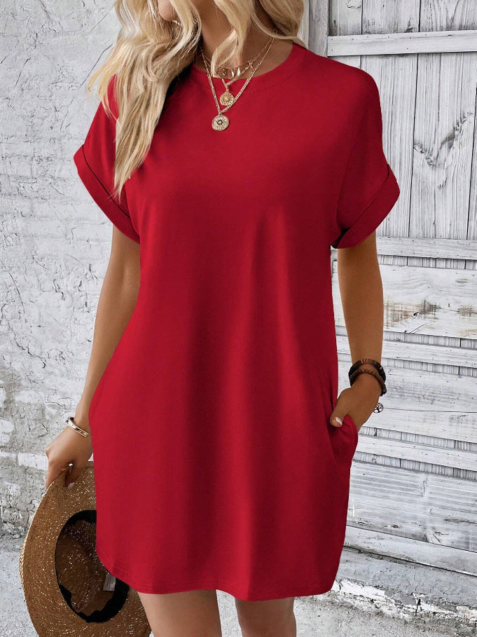 Damen Lockeres T-Shirt-Kleid mit praktischen Taschen und lässigem Design Drune